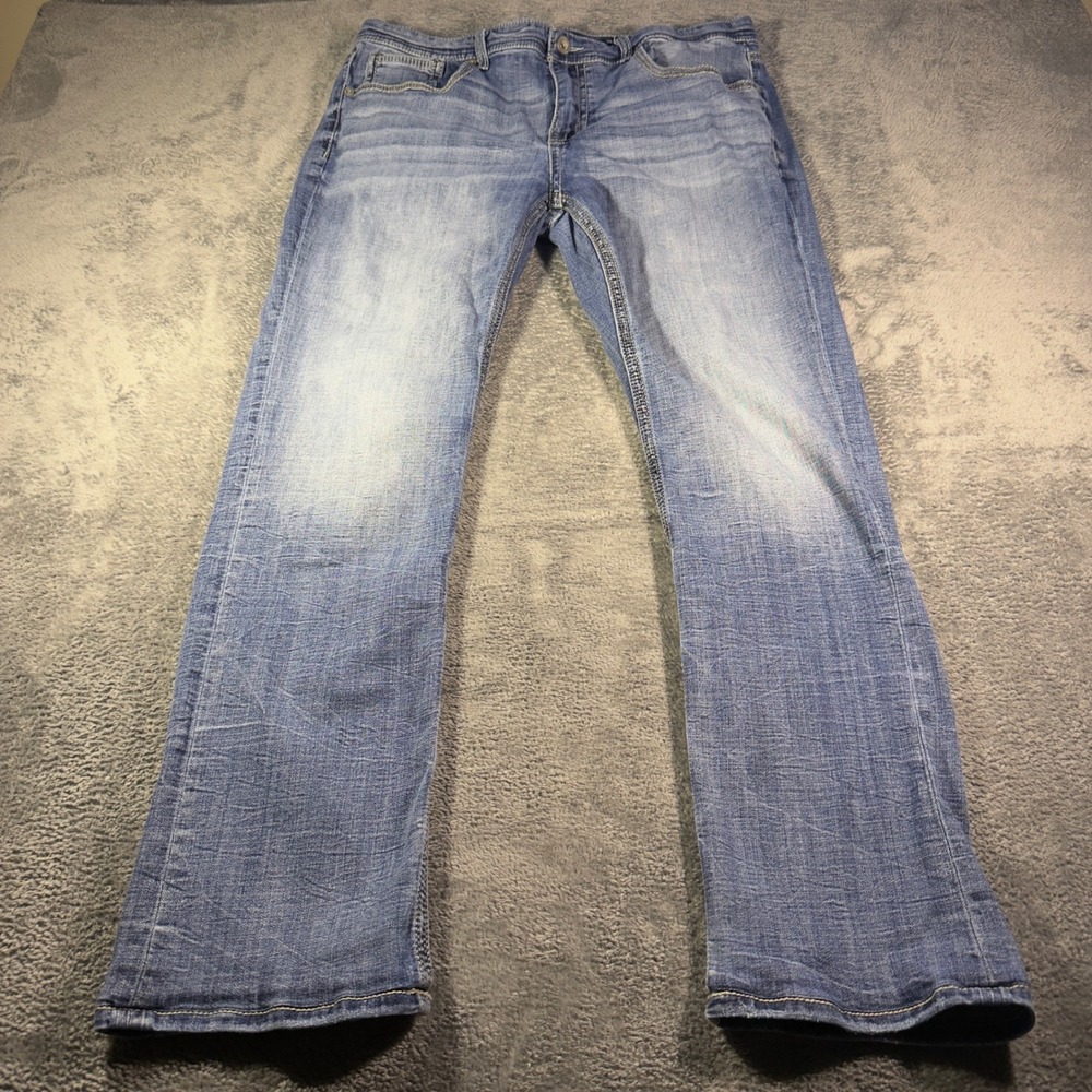BKE Derek Straight Leg Jeans Mens 36x34 Medium Wash Coolmax Stretch Denim
